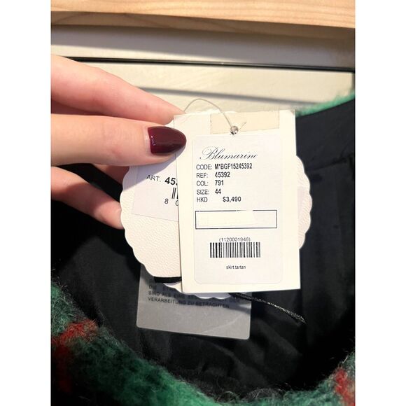 NWT Blugirl Blumarine Plaid Mohair Wool Blend Pleated Midi Preppy Skirt M - Picture 11 of 14